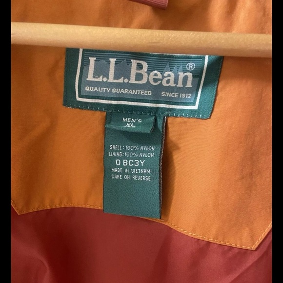 LL Bean Waterproof Ski Jacket Removeable Hood Men's Xl Coat Orange Grey X-large - Picture 4 of 8